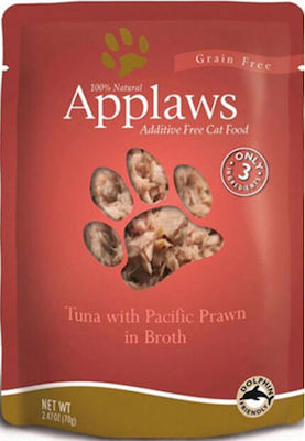 Applaws Natural Cat Food Wet Food for Adult Cats In Pouch with Shrimps / Tuna Φακελάκι 1pc 70gr