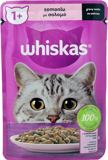 Whiskas Multipack Pure Delight Υγρή Τροφή για Ενήλικες Γάτες σε Φακελάκι με Κοτόπουλο και Σολομό 4x85gr