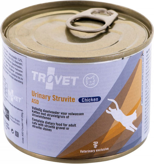 Trovet Urinary Struvite Wet Food for Adult Cats in Cans with Chicken Grain-Free & Gluten-Free 200gr