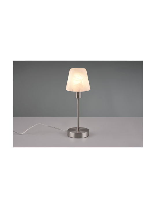 Trio Lighting Luis II Metal Table Lamp for Socket E14 with White Shade and Silver Base