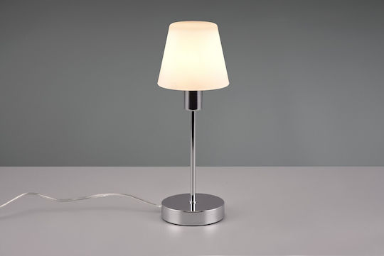 Trio Lighting Luis II Μεταλλικό Πορτατίφ για Ντουί E14 με Λευκό Καπέλο και Ασημί Βάση