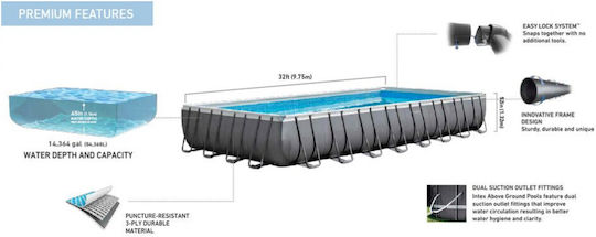 Intex Piscină 10lt Cu Cadru Metalic 975x488x132cm Albă