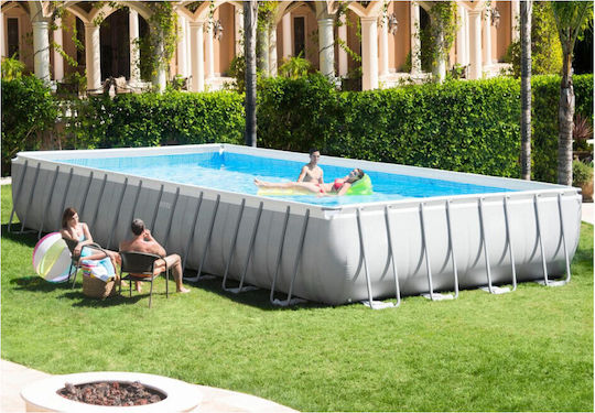 Intex Ultra Frame XTR Πισίνα 10lt με Μεταλλικό Σκελετό 975x488x132εκ. Γκρι