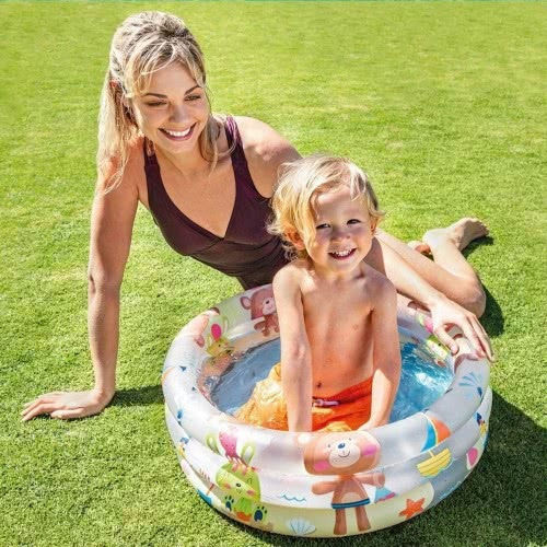 Intex Dinosaur 3-ring Baby Παιδική Στρογγυλή Πισίνα PVC 33lt Φουσκωτή 61x22εκ. Beach Buddies