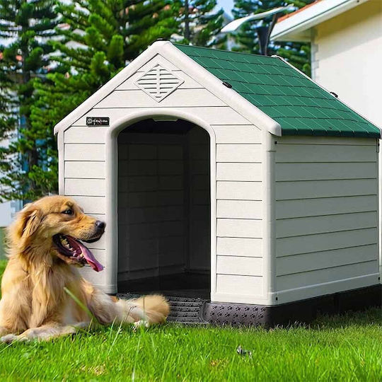 Vesta XXLarge Hundehaus Groß Kunststoff Außenbereich Weiß 123x110x114cm