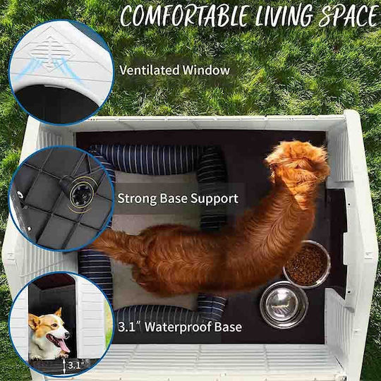 Vesta XXLarge Hundehaus Groß Kunststoff Außenbereich Weiß 123x110x114cm