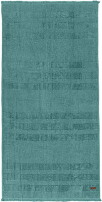 Guy Laroche Lagoon Beach Towel Cotton Petrol Blue with Fringes 180x90cm.