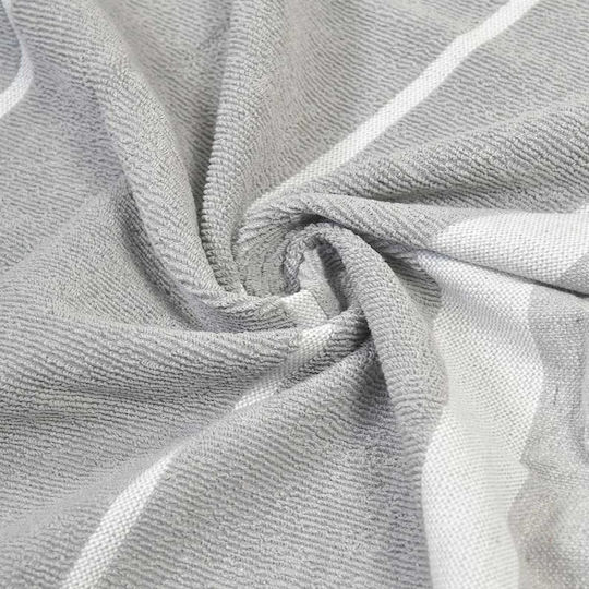 Inart Ble Beach Towel Pareo Gray with Fringes 170x90cm.