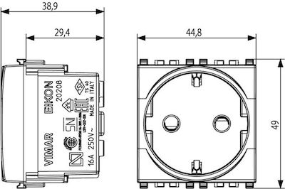 Vimar Single Power Socket White