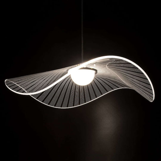 GloboStar Acrylica Висящо Таванно Осветително Тяло Черно LED с Регулируемо Бяло Светлина 66x66x15см