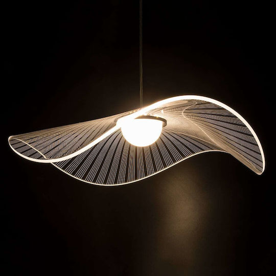 GloboStar Acrylica Висящо Таванно Осветително Тяло Черно LED с Регулируемо Бяло Светлина 66x66x15см