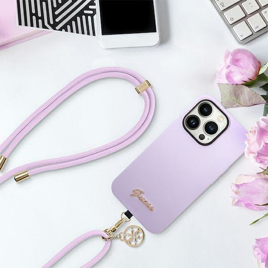 Guess Λουρί για Πλεκτή Τσάντα Μωβ