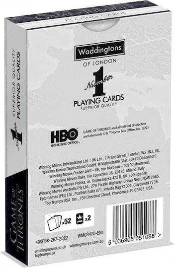 Winning Moves Waddingtons No.1 Game of Thrones Συλλεκτική Τράπουλα 1τμχ Πλαστικοποιημένη για Poker
