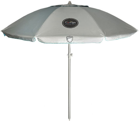 Campo Capri 220 Umbrelă Plajă Aluminiu Diametru 2m cu Protecție UV și Rezistență la Vânt Albastră
