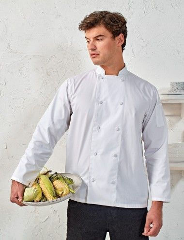 Chef Jacket 100% Cotton Male White with Long Sleeve PR903