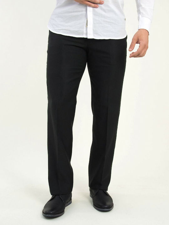 Men's black fabric trousers embossed stripe 403777