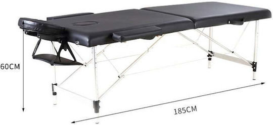 GlobalExpress Aluminum Portable/Folding Black Massage and Physiotherapy Bed 180x60cm