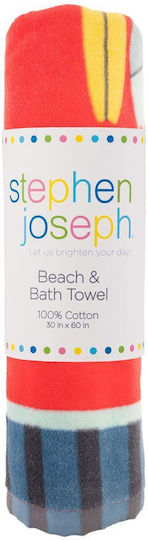 Stephen Joseph Surf's Up Kids Beach Towel Red 152x76cm