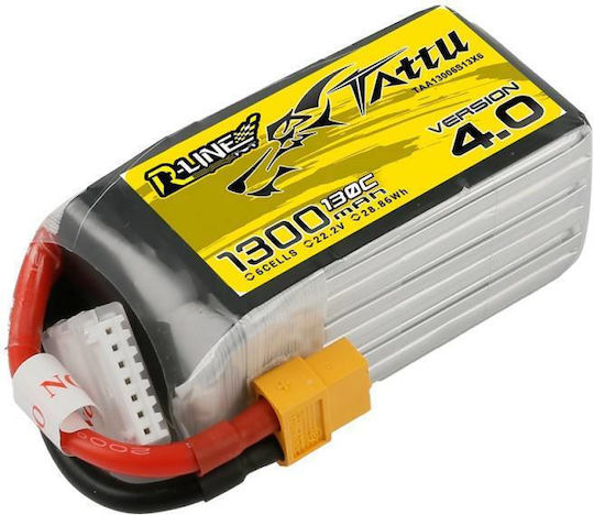 Tattu R-Line V4 Батерия Li-Po 22.2V 1300mAh 130C 6S XT60 за Дрон