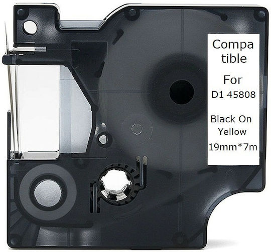 Dymo 45808 Ταινία Ετικετογράφου Συμβατή με Dymo 7m x 19mm σε Κίτρινο Χρώμα Συμβατή με Dymo D1