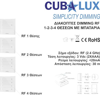 Cubalux Drahtlos Dimmer Touch RF (Request for) - Anfrage für Wandmontierter Dimmer 13-0936