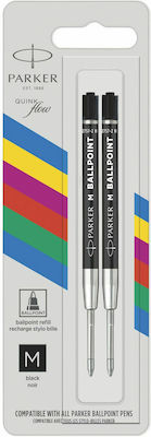 Parker Quinkflow Basic Ballpoint Replacement Ink for Ballpoint in Black color 2pcs