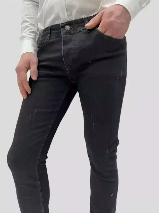 Herrenjeans Schwarz Elastisch mit minimalen Rissen