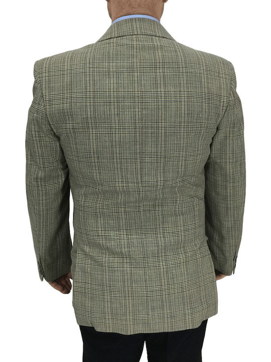 JACKET CHECK KHAKI OPEN 7040 TIPTOP TAILORS (7040-1-)