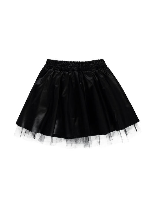 Black leatherette skirt with tulle for girls (2-6 years old)