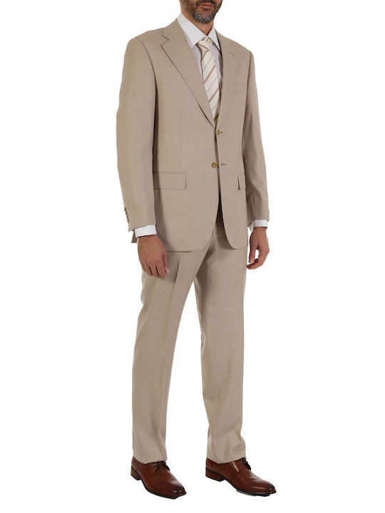 PAL ZILERI SUIT BICUBO MICRO DESIGN BEIGE