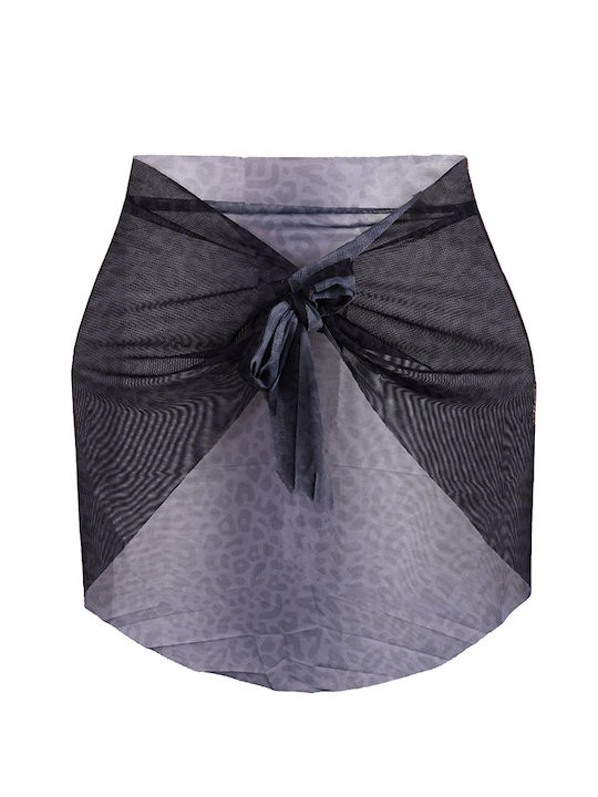 Skirt pareo women's transparent animal print skirt Black