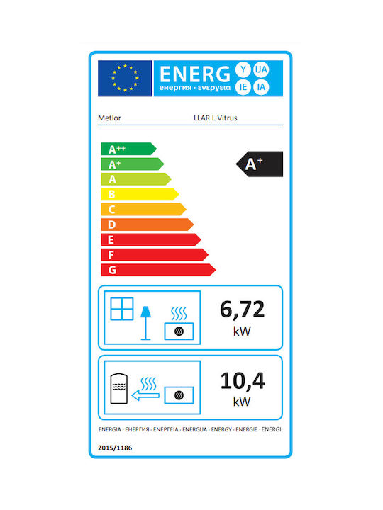 Metlor Llar L Vitrus Ενεργειακό Τζάκι Ξύλου Καλοριφέρ 17.12kW Ίσιο με Συρόμενη Πόρτα
