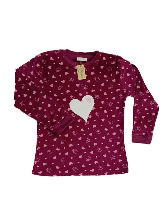 Damen Schlafanzug aus Samt Lovelx Hearts Lila F-5243