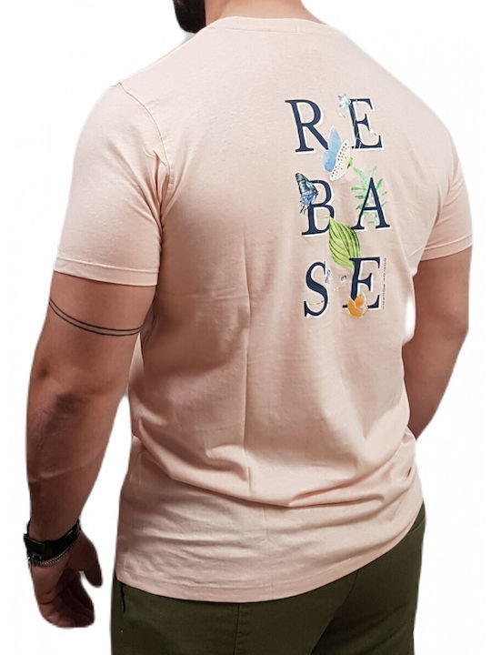 Rebase Ανδρικό T-shirt Ροζ με Στάμπα