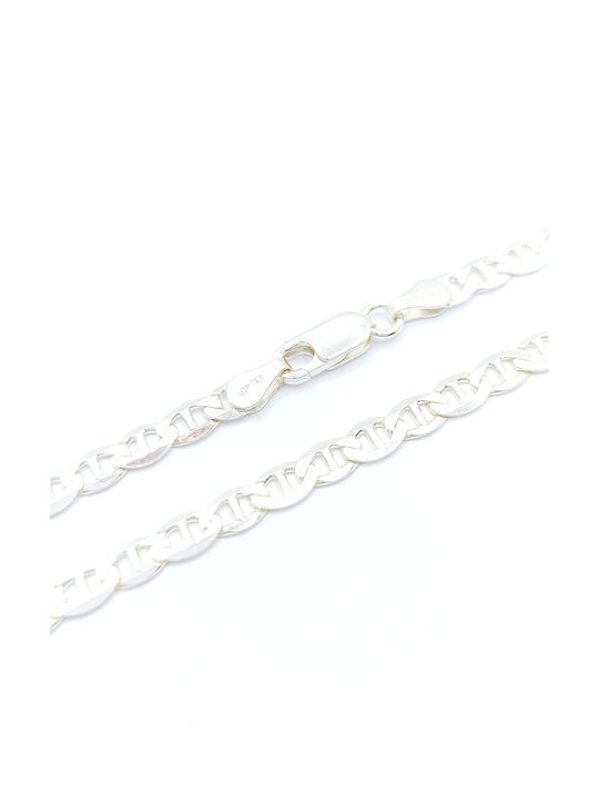 Silver 925 handmade men's chain bracelet with theta chain design, 4.30mm width, 0.90mm thickness, and 17cm length (weight 3.7g)