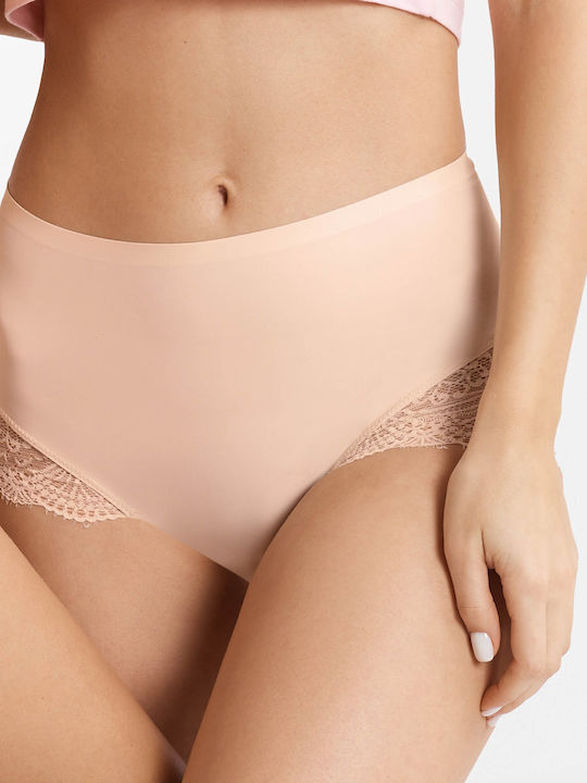 WOMEN'S BEIGE AND ECRU HIGH-TOP DOUBLE BRIEFS