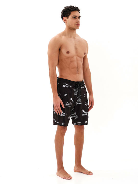 Men's Swimwear Bermuda Pr324-Black with Patterns