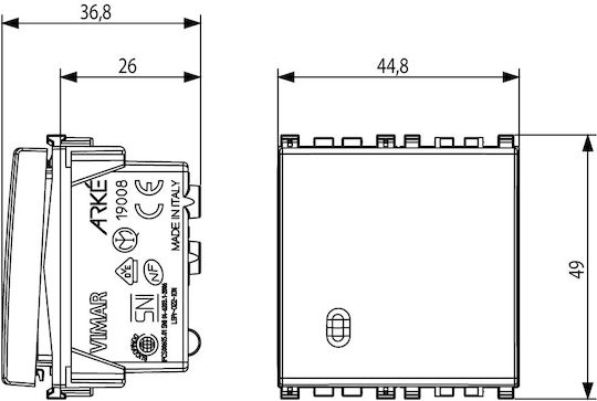 Vimar Arke Front Plate Wall Push Button without Frame White 19008.2.B