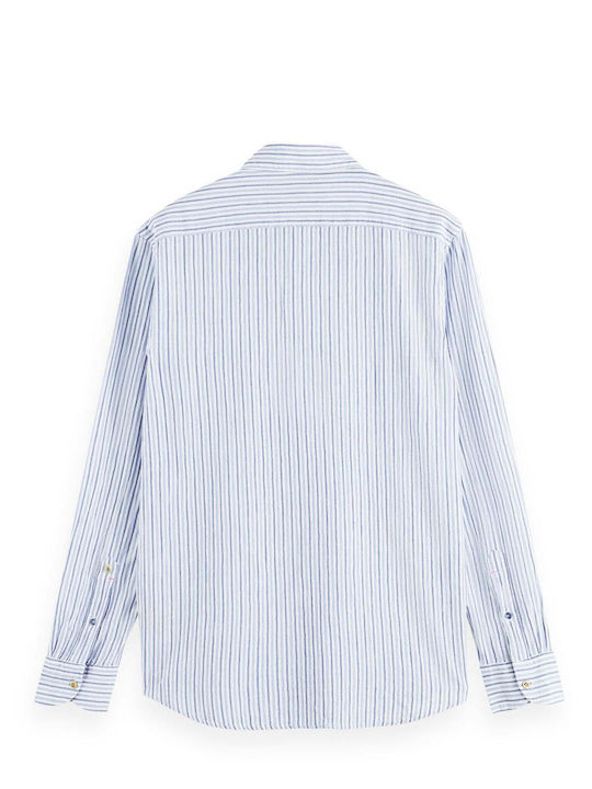 Scotch & Soda Men's Shirt Long Sleeve Cotton Striped Light Blue