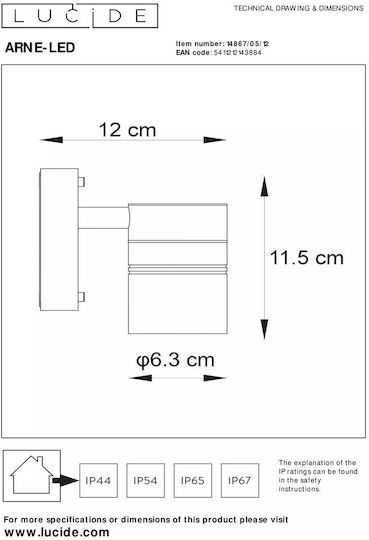 Lucide Lightning Arne Wall-Mounted Outdoor Lighting Spot Silver Lucide Lightning Arne Wall-Mounted Outdoor Lighting Spot Silver