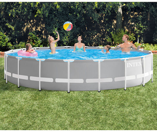 Intex Ultra Frame Prism Кръгъл Басейн 32.695л с Метална Рамка 610x132см Сив