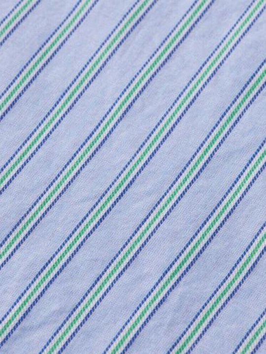 Doubleface Stripe Long-sleeved Cotton Shirt Striped Light Blue
