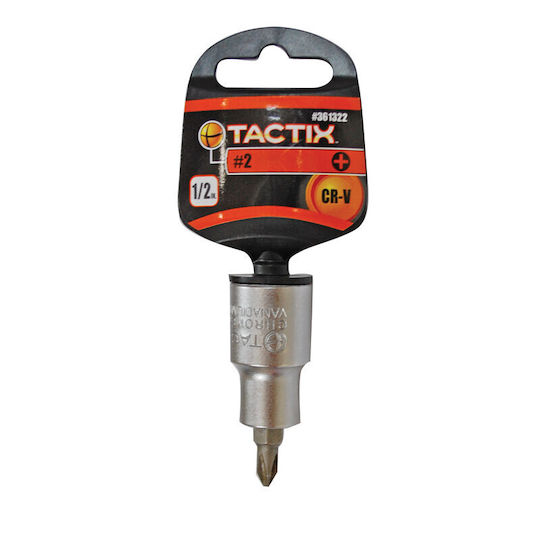 Tactix Socket Tip CR-V 1/2" Cross PH 2 Walnut with Philips Head and Socket 1/2'' PH2