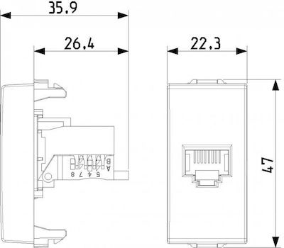 Vimar Neve Up Μονή Πρίζα Δικτύου RJ45 χωρίς Πλαίσιο Τύπου Cat5 σε Μαύρο Χρώμα 09338.9.CM