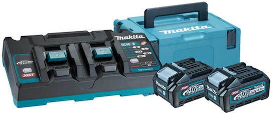 Makita Σετ 2 Μπαταριών Εργαλείου Λιθίου 40V Χωρητικότητας 4Ah με Φορτιστή