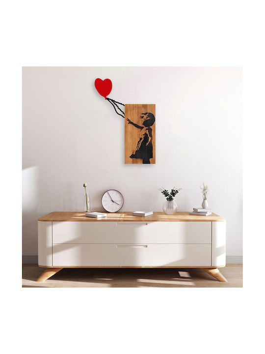 Artă Mixtă 3D Banksy Negru Din Lemn 60x83cm