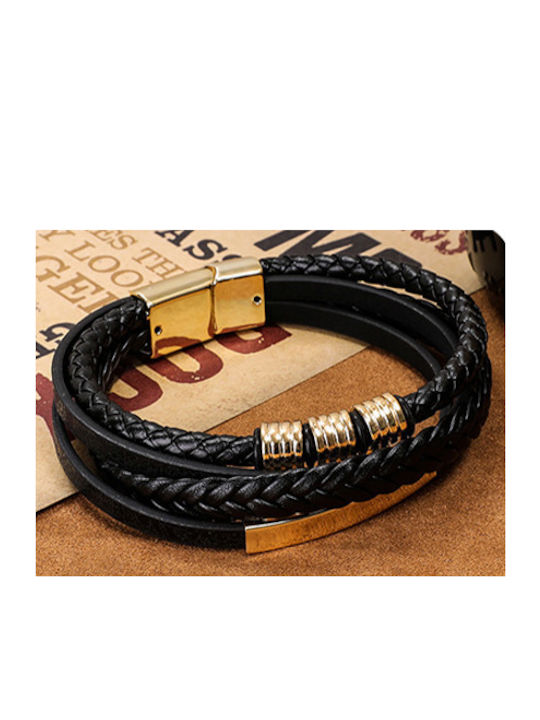 Magnetic Snap Bracelet, male, made of synthetic leather.