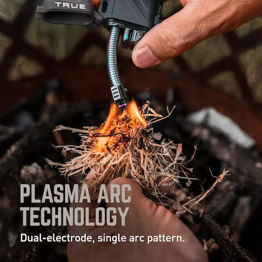 True Utility Αναπτήρας Elektrisch Winddicht mit Plasma-Flamme in Gray Farbe