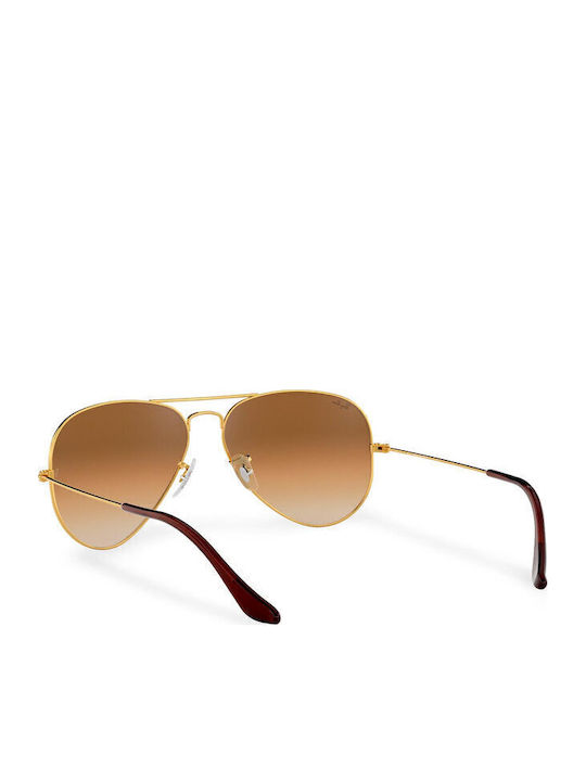 Ray Ban Aviator Unisex Sunglasses with Gold Metal Frame and Brown Gradient Mirror Lens RB3025 001/51