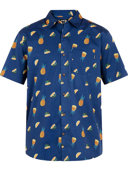 One and Only Lido Stretch Short-sleeved Cotton Shirt Blue